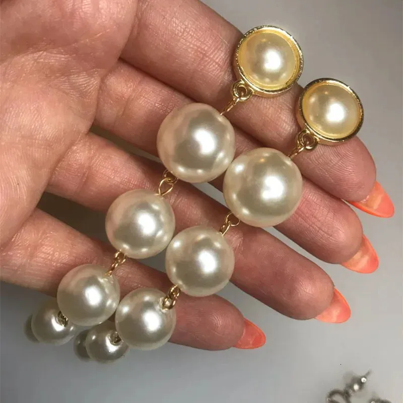 Long Pearl Drop Earrings Elegant Simulated Pearl Dangle Earrings_voghion.com