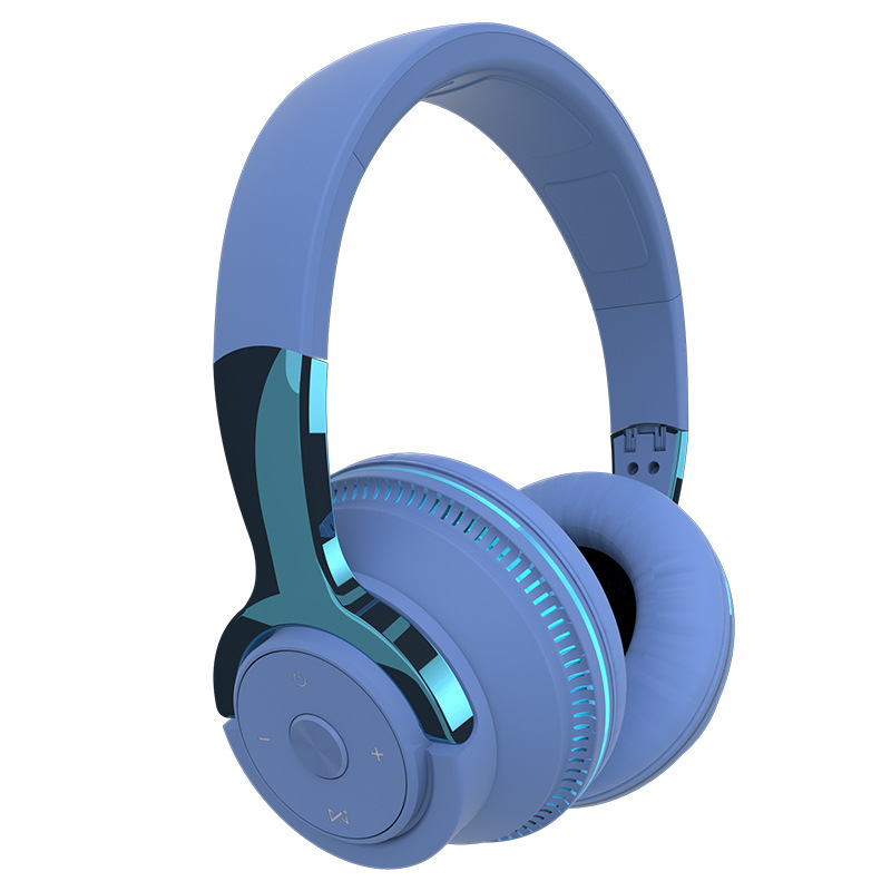 The new H2 cross-border head-mounted bluetooth wireless dazzle colour light heavy bass folding telescopic card headset_voghion.com