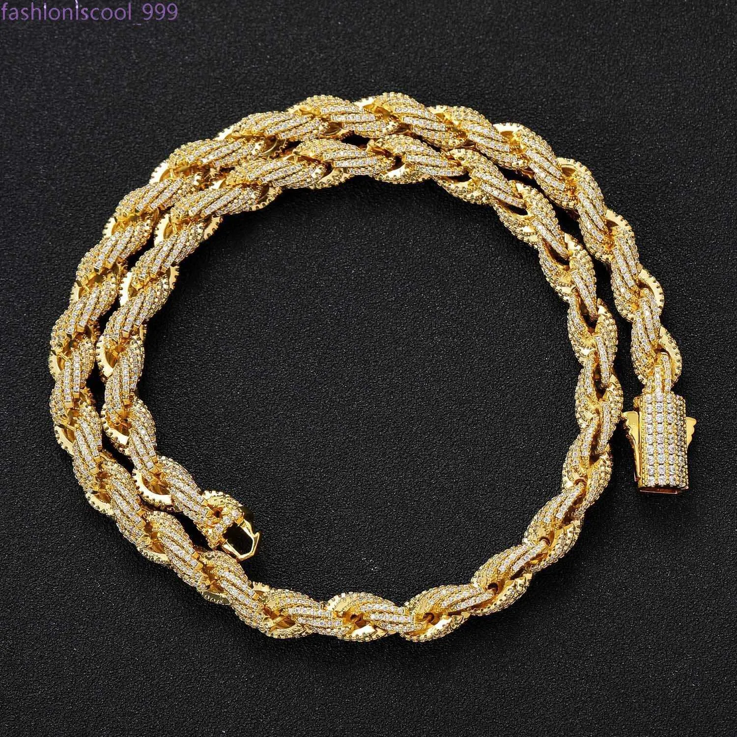 Superato il test GRA Diamante Moissanite Miami 8mm Catena a corda intrecciata Zircone completo Collana cubana Bracciale alla moda Rap Hip Hop_voghion.com
