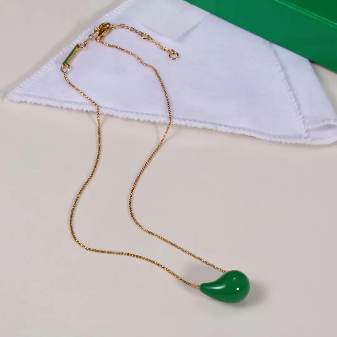Chains Europe America Green Acrylic Gold Chain Water Drop Necklace Woman Famous Designer Brands Jewelry Gifts Trendy_voghion.com