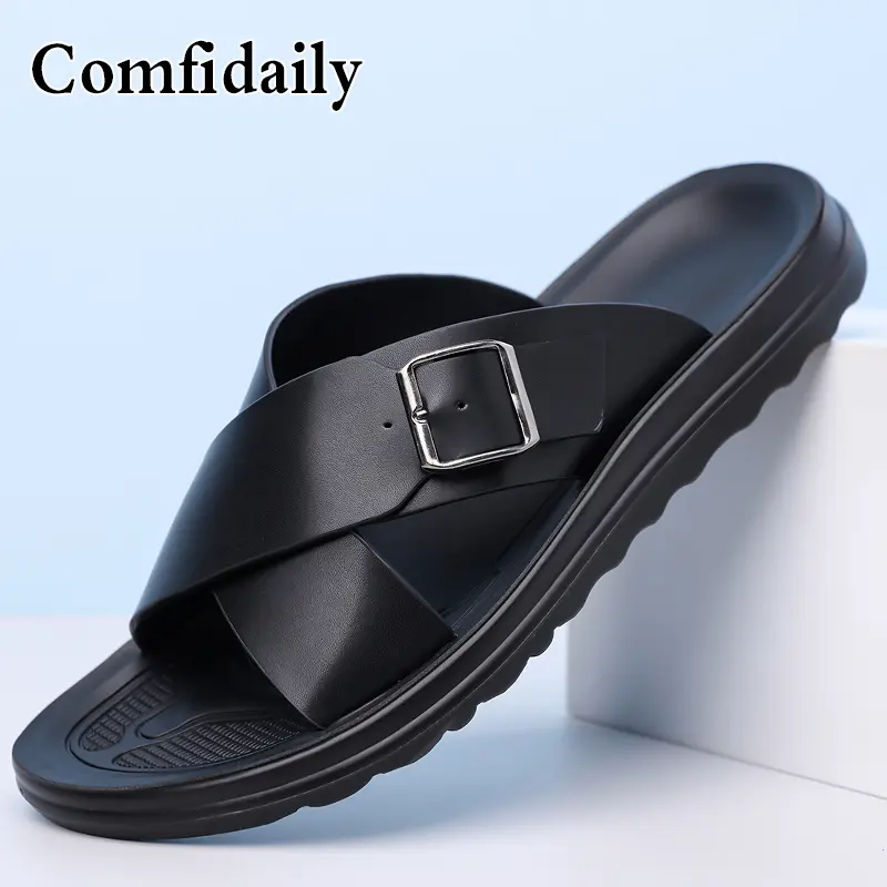 Leren heren slippers voor strand en casual gebruik_voghion.com