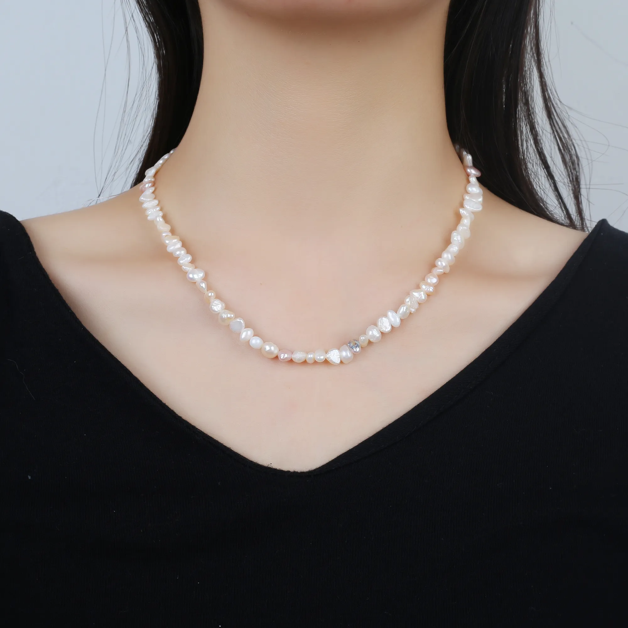 Chains Freshwater Pearl Necklace Women Vintage Clavicle Chain Set Mother's Day Gift For Mom_voghion.com