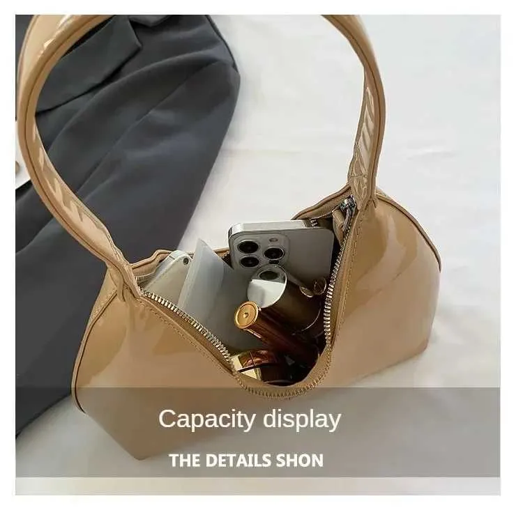 Trendy Designer Solid Schëllertaschen fir Fraen Handtaschen a Portemonnaien 2024 Nei Moud Lackleder Ënneraarm Damen_voghion.com