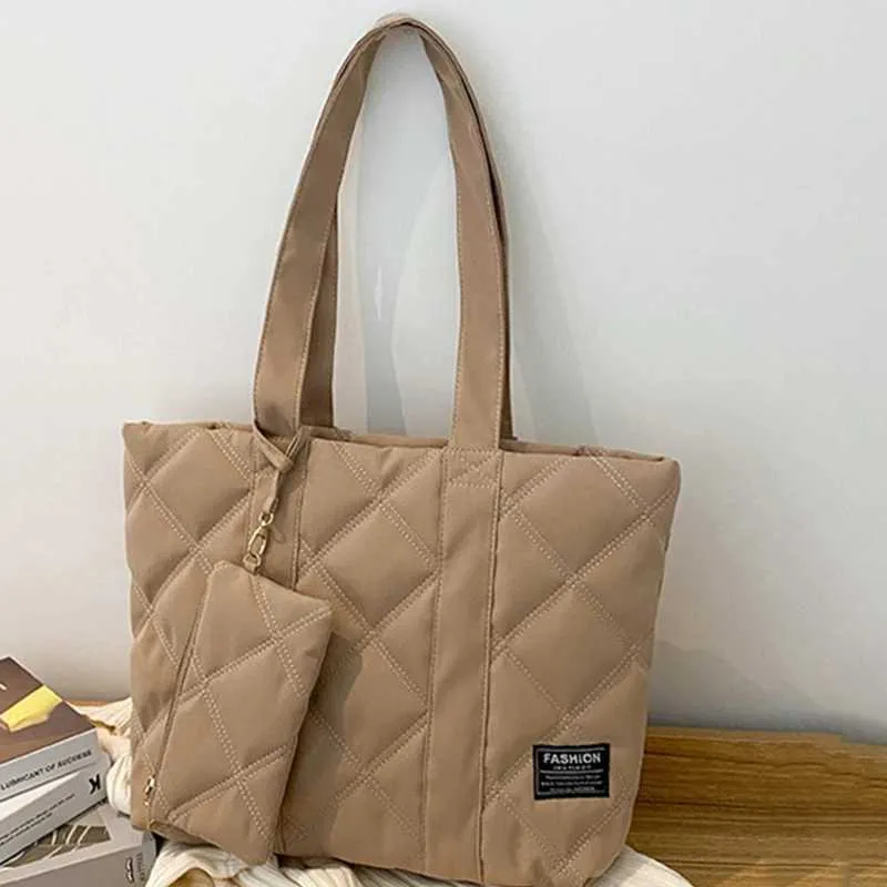 Sac à main pour femme automne/hiver mode losange espace coton costume sac à bandoulière grande capacité couleur unie tout-assorti_voghion.com