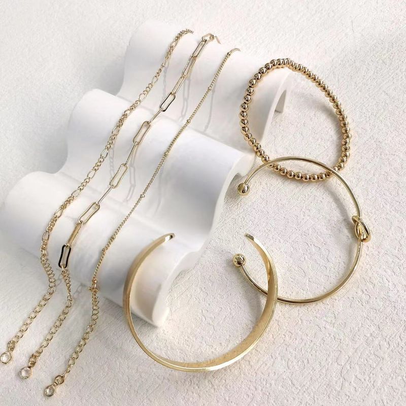 Brass With Real Gold Plating, Hot Selg Across Fashionable Love Multi Layer Stackable And Versatile Ladies Bracelet Set_voghion.com