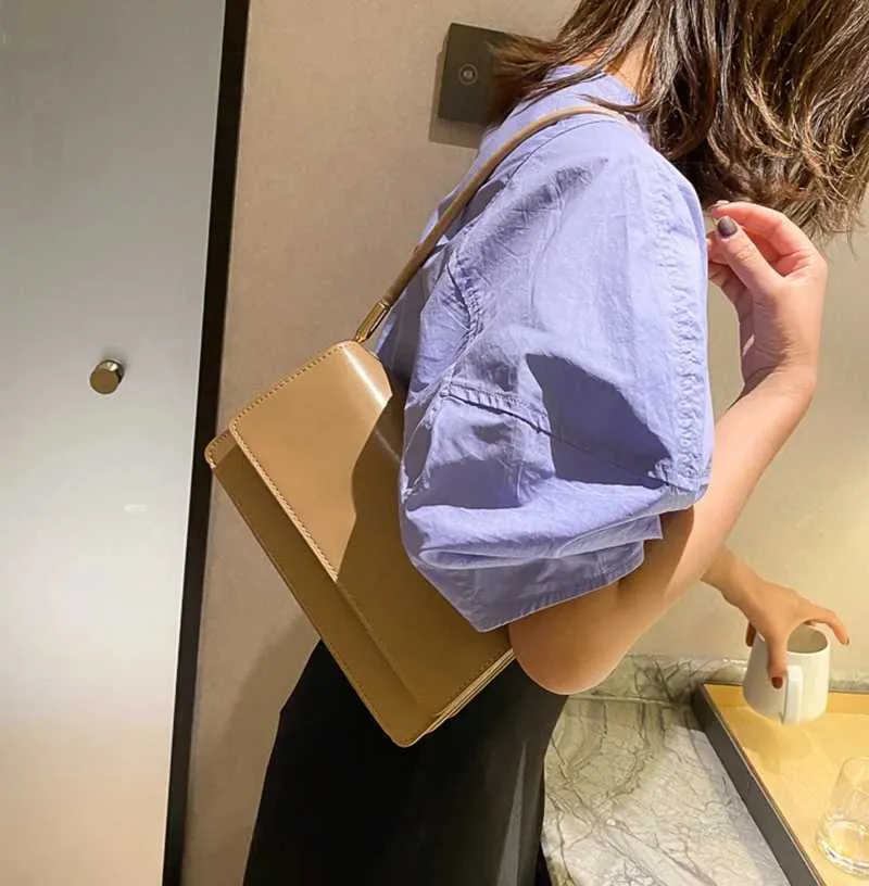 Yeni Moda Kadın Omuz Çantaları Basit Düz Renk Koltuk Altı El Çantası El Çantası El Çantası ClutchC241104_voghion.com
