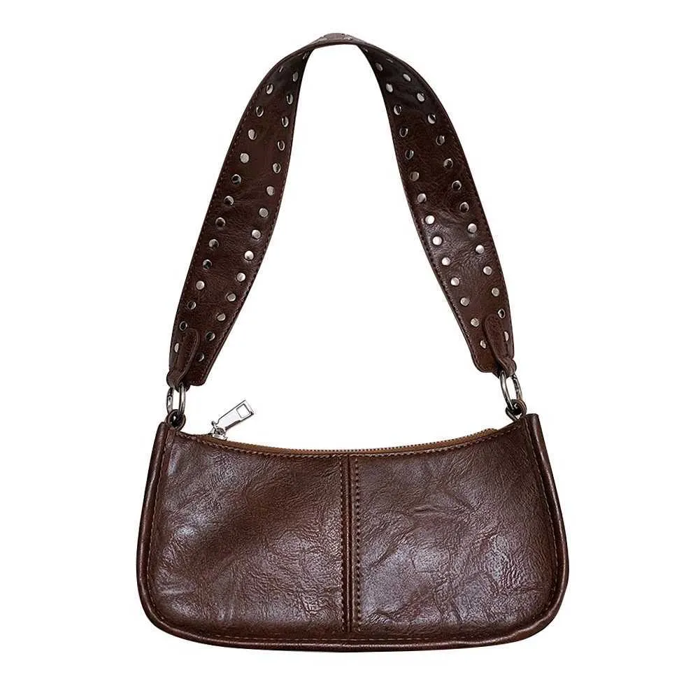 Borsa a tracolla vintage da donna Y2K, in pelle PU, rossa, da ascella, regalo di Natale, retrò, per donna C241104_voghion.com