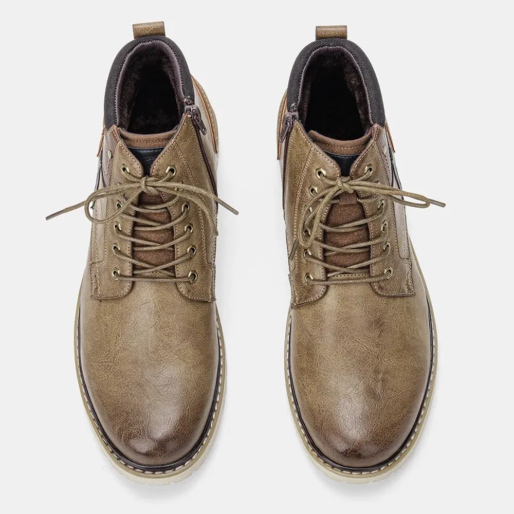 Men's Shoes Warm Comfortable Non-Slip Leather Men Winter Boots 2024_voghion.com
