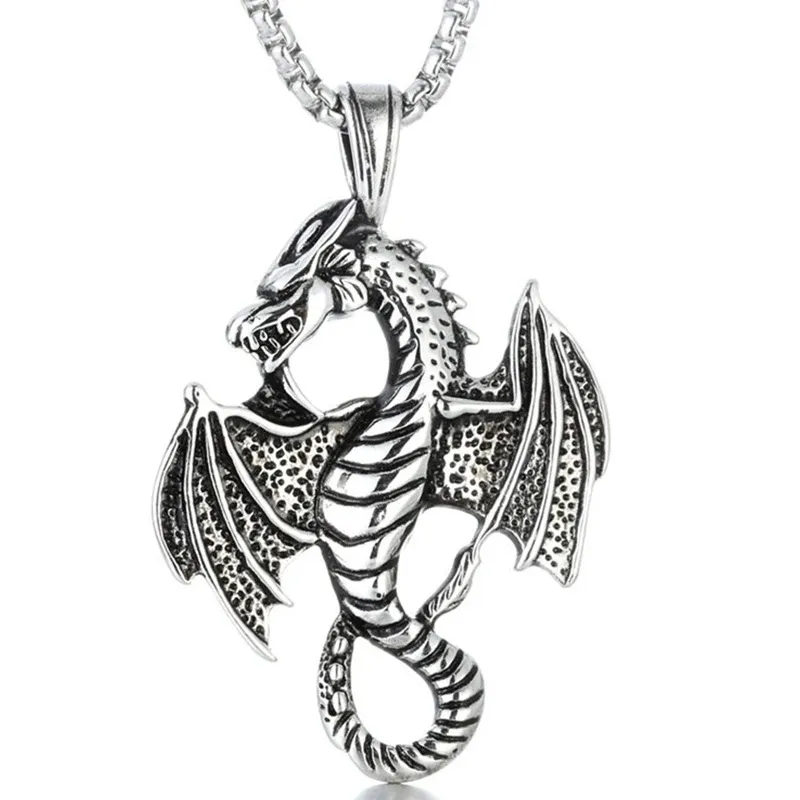 Collane con ciondolo a forma di drago, da donna, da uomo, in acciaio inossidabile, alla moda, hip hop, punk, gioielli, regali per uomo, accessori all'ingrosso_voghion.com