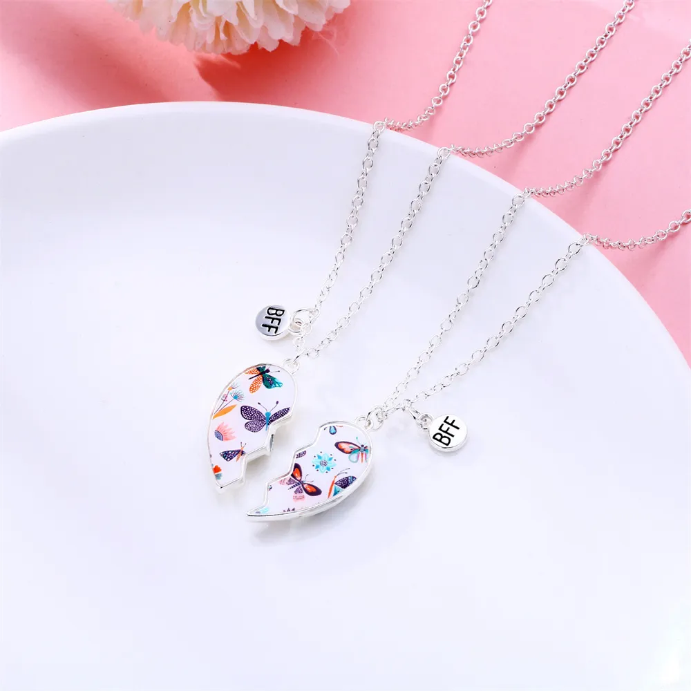 Collane con ciondolo Collana magnetica a forma di cuore alla moda per bambine e ragazze Catena con clavicola rotta alla moda coreana BFF Friends_voghion.com