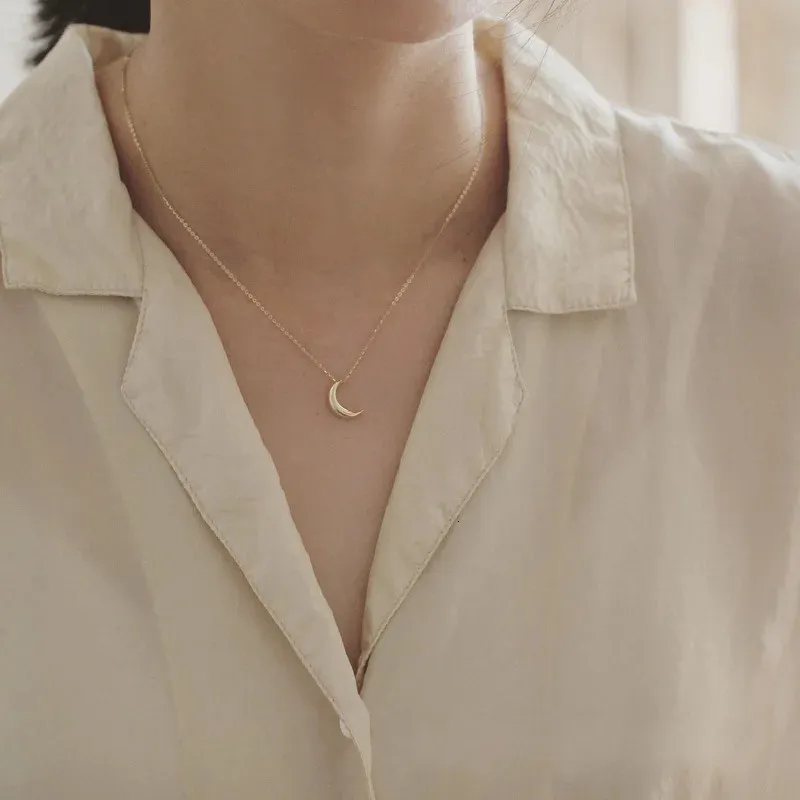 Collana con ciondolo in oro k allmatch, piccola luna, elegante, placcata in argento sterling 14K, con piastra leggera, entrata Lux 240119_voghion.com