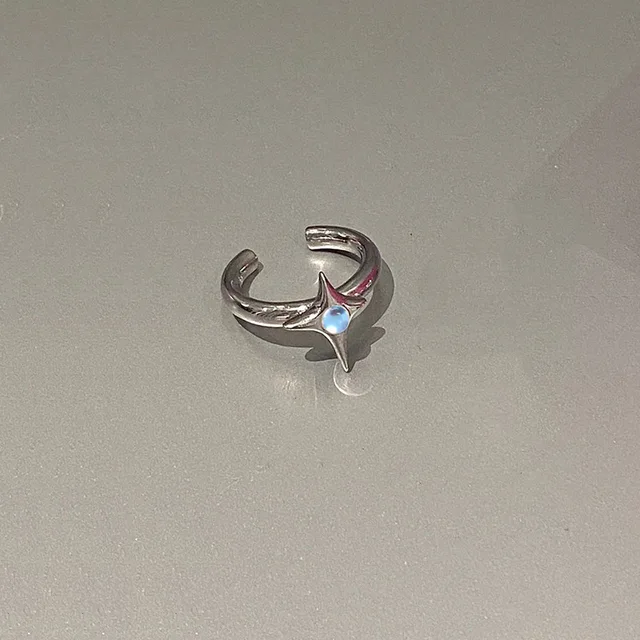 Pronto Stock Retro Moonstone Irregular Wave Ring Uomo Donna Versatile Apertura Regolabile Coppia di Anelli Gioielli Leggeri Regalo_voghion.com
