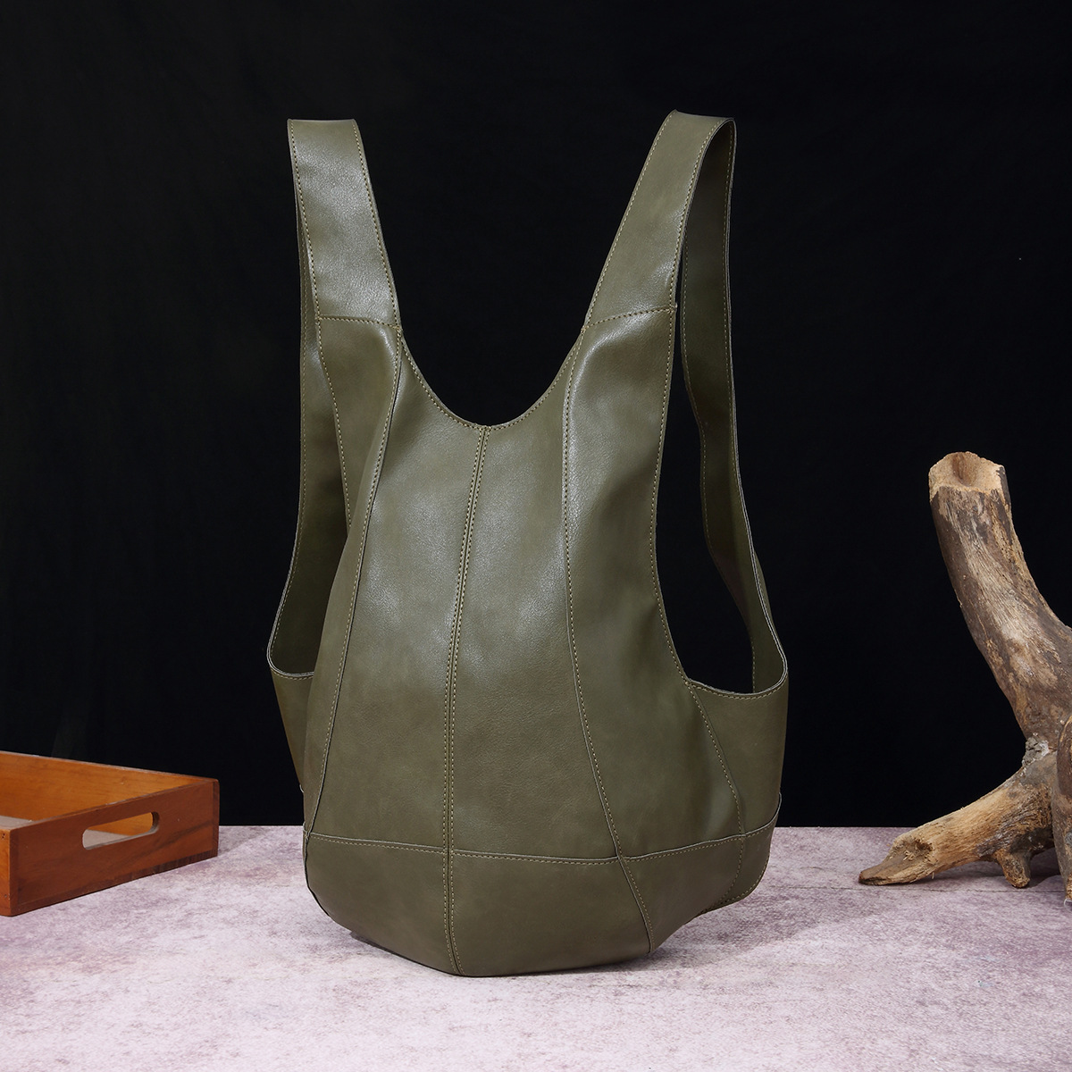 retro Crazy Horse soft leather men's and women's Beetle bag backpack student trendy backpack school bag casual travel bag_voghion.com