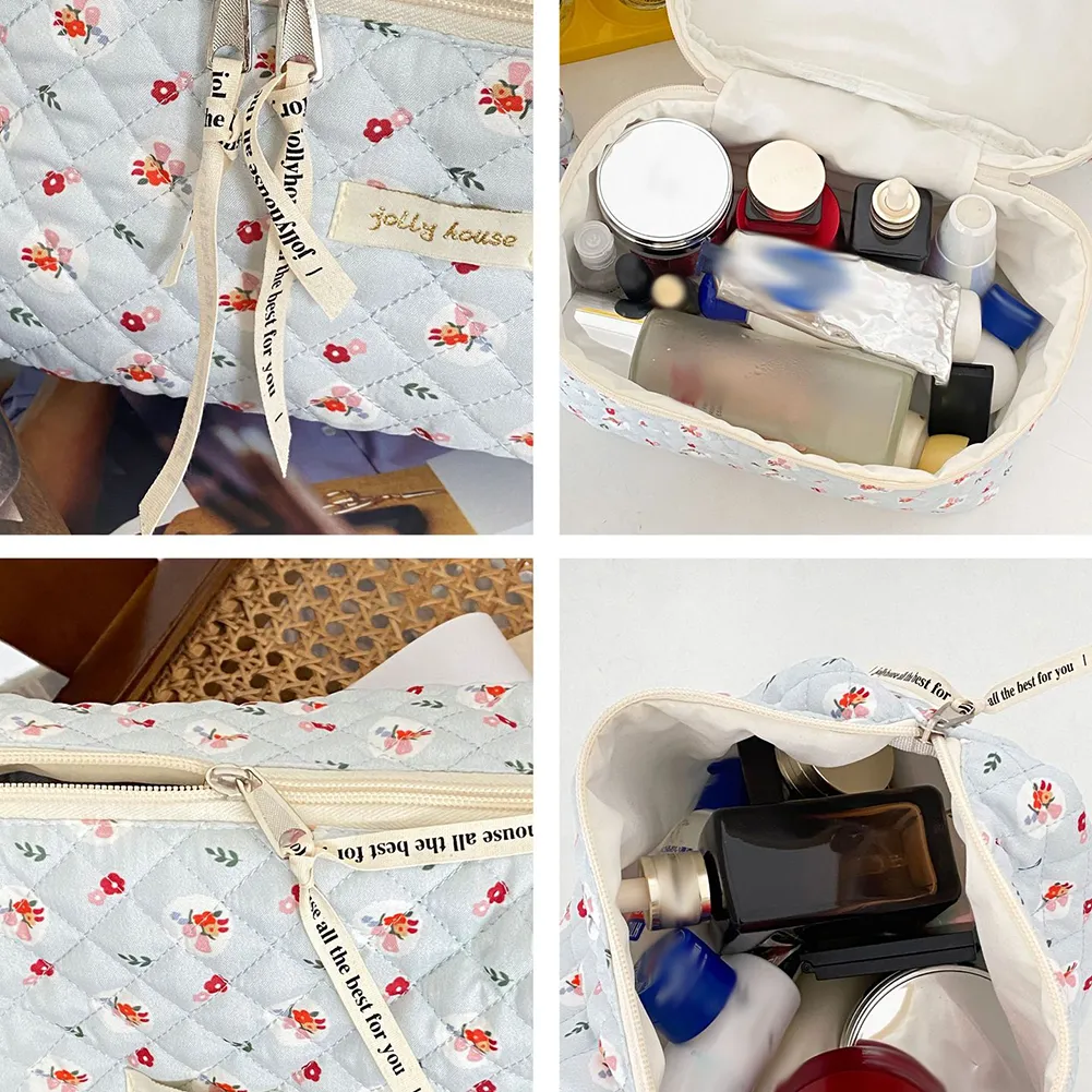 Cosmetic Bag Large Capacity Cute Print Make Up Pouch Portable Casual Multi-function Quilted Rhombus Fashion For Weekend_voghion.com