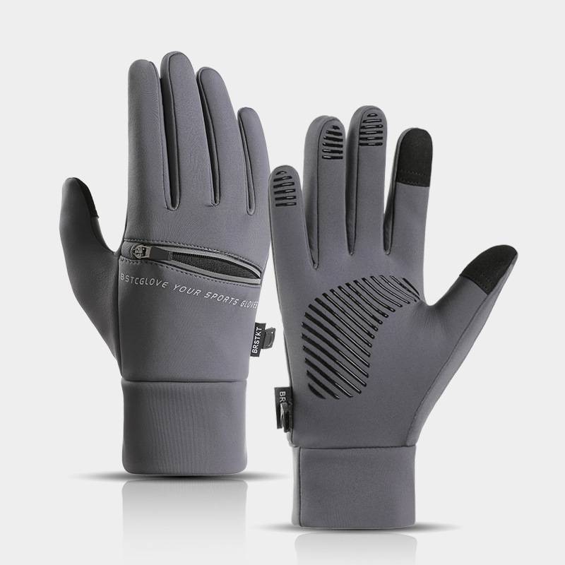 Gants de cyclisme pour homme, coupe-vent, imperméables, chauds, en velours, pour écran tactile et fermeture éclair, pour l'automne et l'hiver_voghion.com
