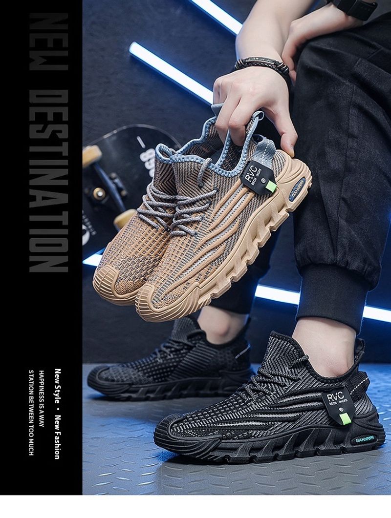 Trendy Casual Flyknit Mesh Herrenschuhe Sommer Neue atmungsaktive leichte Laufschuhe_voghion.com