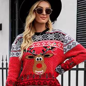 Christmas Fair Isle Wool Blend Sweater - Women's Nordic Pullover_voghion.com