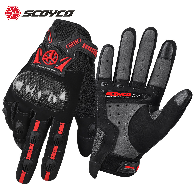 Saiyu Men's Motorcycle Racing Gloves All-Season Rider Touchscreen Compatible Carbon Fiber Anti-Fall Cycling Gloves