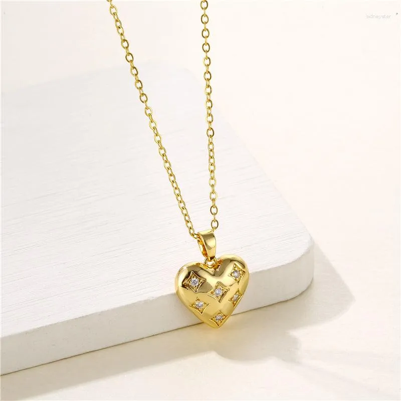 Collane con ciondolo Collana con cuore in cristallo di zircone per donna Fidanzamento Matrimonio Choker Collare Catena Gioielli in stile coreano_voghion.com