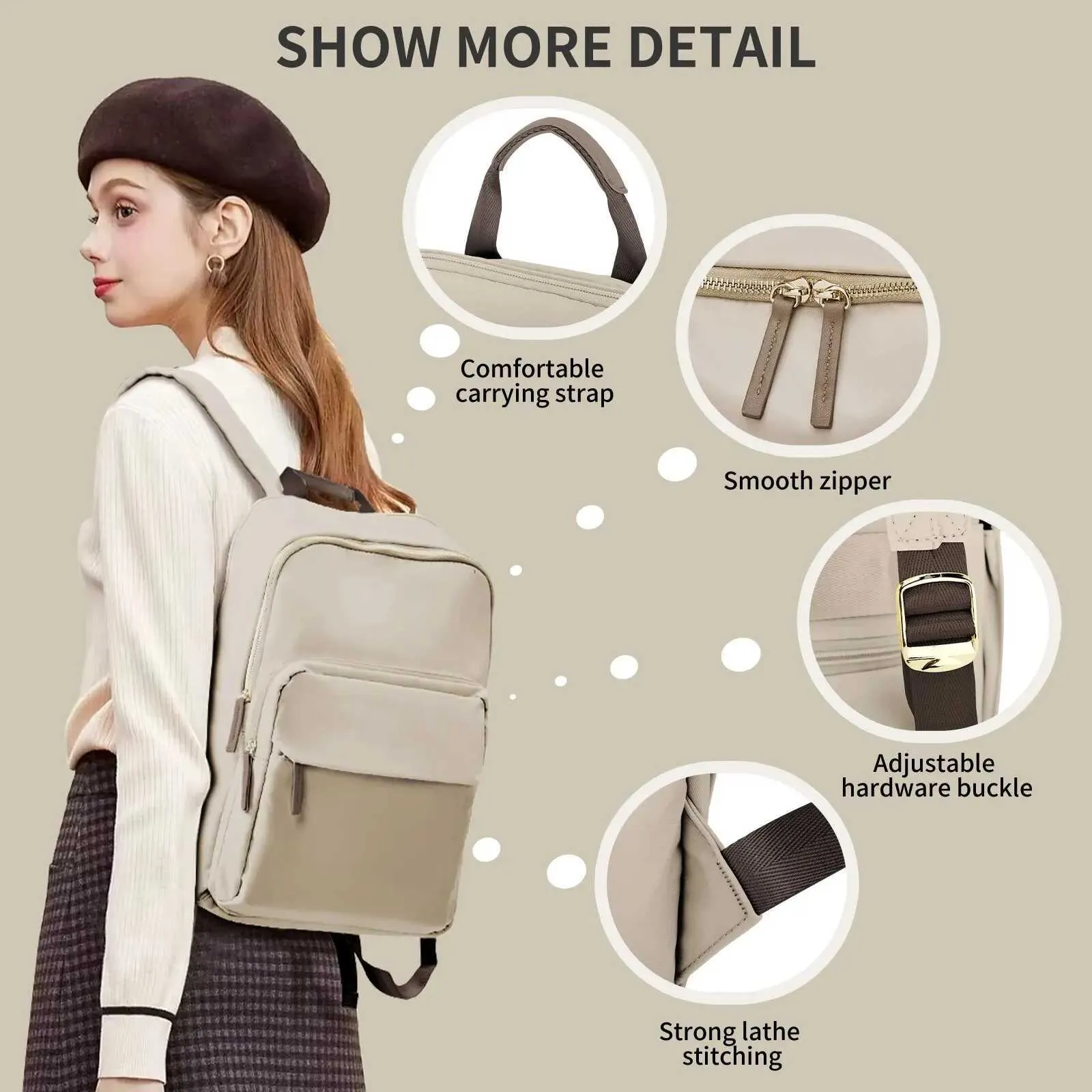 Likros for Women Fashion Travel Work Bag Business College Backpack with Laptop Compartment Anti Theft BackpackC241031_voghion.com