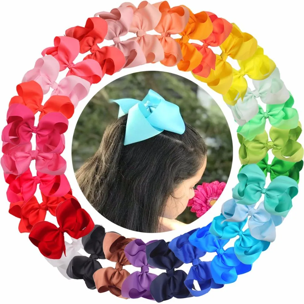 30 Pcs 6 Inch Big Grosgrain Girls 6" Bows Alligator Clips For Teens Kids Toddlers Hair Accessories_voghion.com