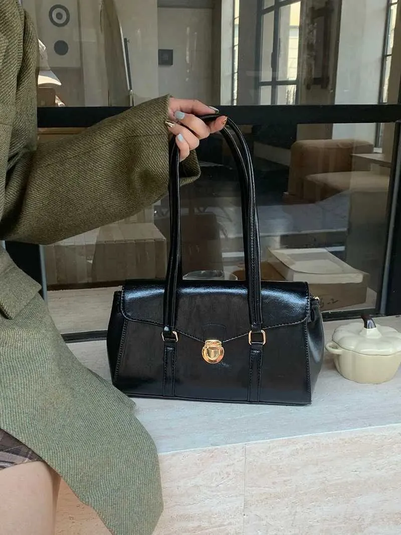 Casual underkläder axel PU-läder moderiktig damhandväska retro armstödsväska Y241123_voghion.com