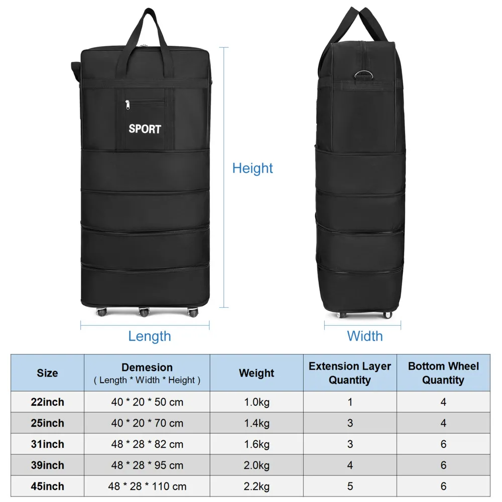 Expandable Suitcase Foldable High Quality Rolling For Travel Business Large Capacity Lage Storage Bag_voghion.com