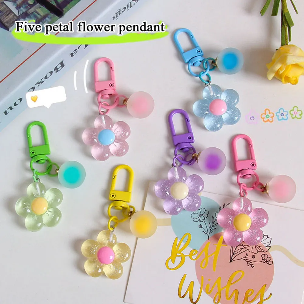 6Pcs Bunte Harz Blume INS Schlüsselanhänger Koreanischen Stil Niedliche Tasche Schlüsselanhänger Großhandel Auto Schlüssel Zubehör_voghion.com