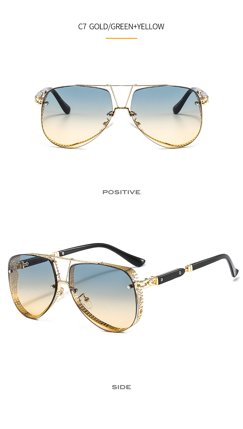 New Hollow Paern Oval Sunglasses Men Women Trend Brand Designer Meal Alloy Frame Gradiens Lens conspicuous_voghion.com