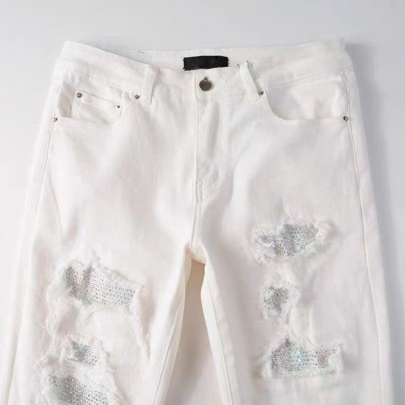 Vêtements pour hommes jeans diamant pour hommes, célébrité Internet lavée et personnalité en détresse pantalons déchirés, cool high_voghion.com