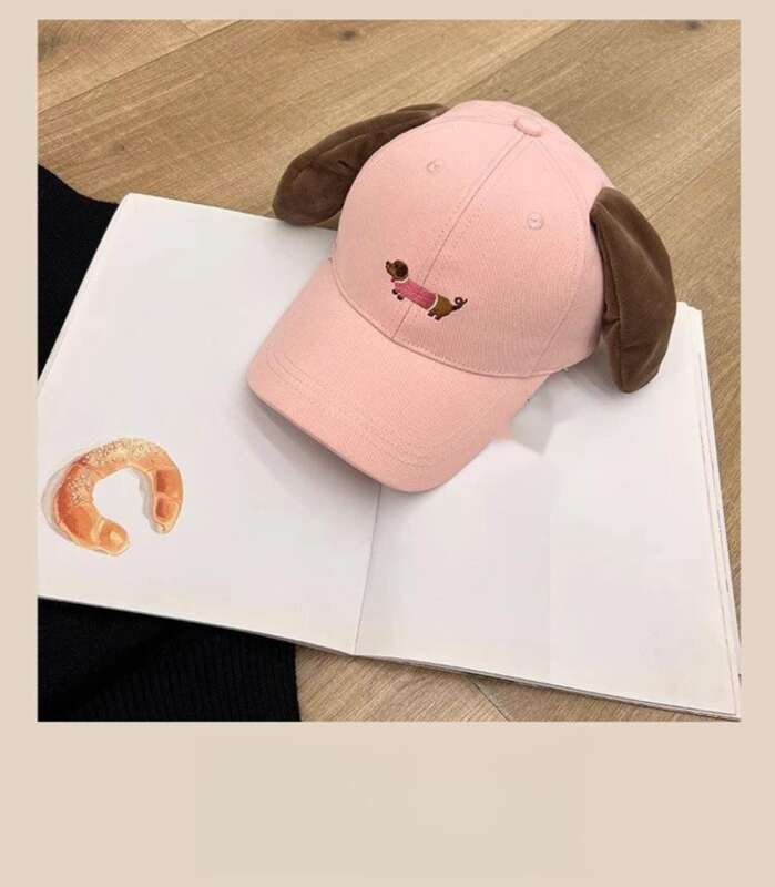 Screaming Sausage Dog Baseball Female Ins Funny Ears Pinching Sunshade Versatile Face Showing Small Duck Tongue Hat_voghion.com