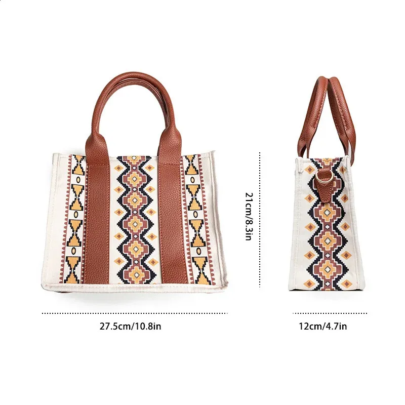 Damen Spot Cross-Border Tote Canvas Umhängetasche Bohemian Aztec Geldbörsen und Handtaschen Damen Geldbörse 240824_voghion.com