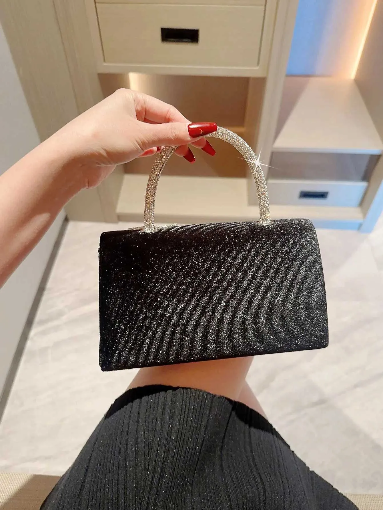 Robe de soirée à rabat en velours pour femme, sac à main de fête, de promotion, de banquet, de mariée, automne, rétro, Y241019_voghion.com