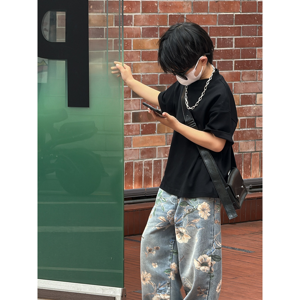 Pantalon garçon mère et enfant, jean de rue imprimé, pantalon droit pour bébé_voghion.com
