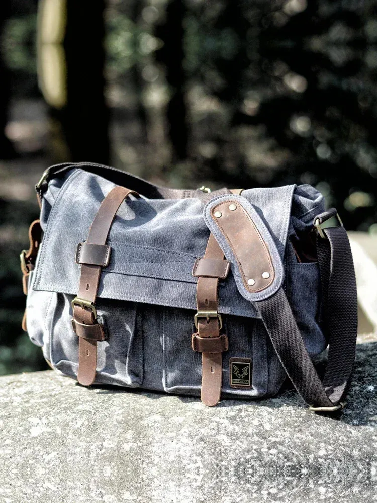 Sacoche en toile et cuir pour homme Will Smith, grand sac à bandoulière, sacoche pour ordinateur portable, sac à main de voyage 240824_voghion.com