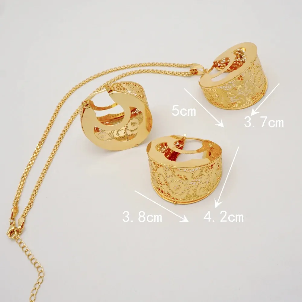 Wedding Jewelry Sets Fashion Dubai Copper Earrings Pendent Necklace For Women Romantic Daily Wear Party Anniversary_voghion.com