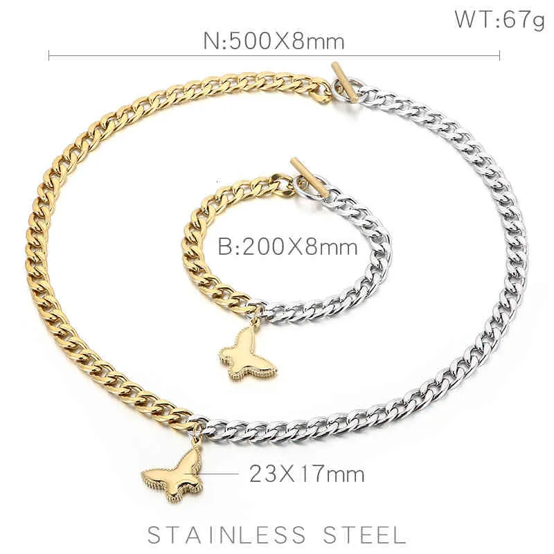 Set di gioielli in acciaio inossidabile Kalen, 6 stili, con ciondolo a forma di cuore, a forma di farfalla, con chiave e scritta "Amo la mamma", collana e bracciale._voghion.com