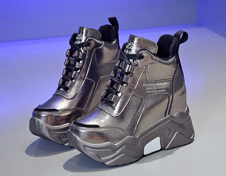Freizeitschuhe Qualität Chunky Platform Outdoor Sneakers Frauen Winter Warm Super High Heels Frau Höhe erhöhen Stiefel_voghion.com