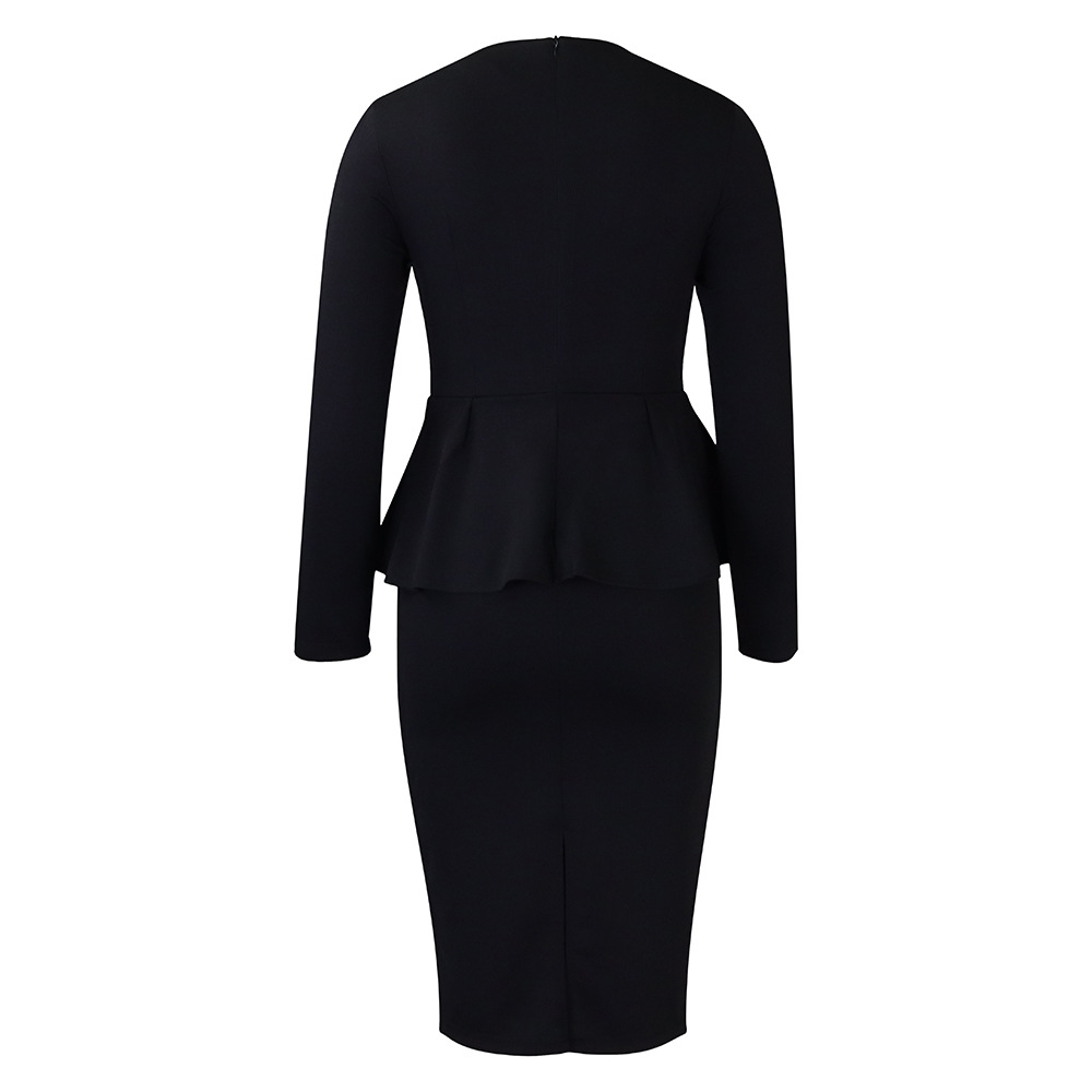 Women's Autumn And Winter New Long-sleeved OL Temperament Elegant Ruffled African Dress_voghion.com