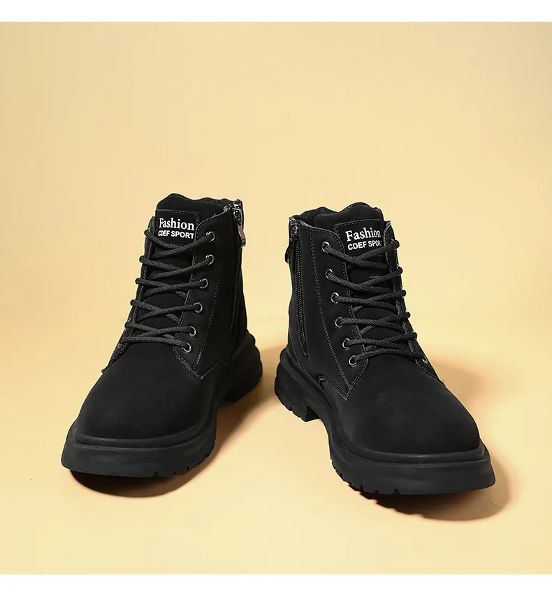 Men High Top Men's Leather Winter Fashion Plush Warm Shoes Outdoor Sneakers Lace Up Non-Slip Ankle Boots Male_voghion.com