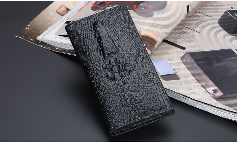 Baellerry Crocodile Head Multi-card Zipper Clutch Business Thin Wallet_voghion.com
