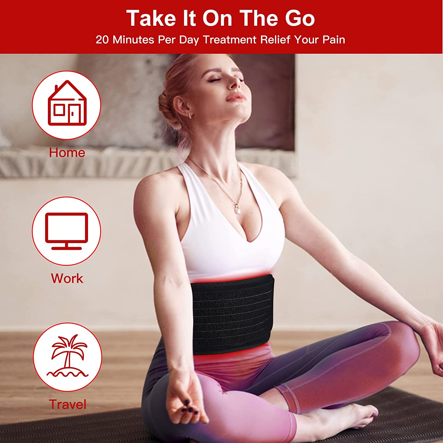 Red Light Therapy Belt LED Infrared Therapy Pad  660nm / 850nm For Weight Loss Reduce Joint Pain Treat Inflammation_voghion.com
