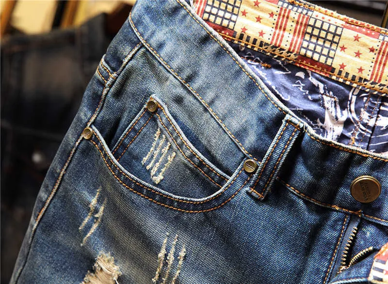 Men Vintage Ripped Bermudas Jeans Short Summer Streetwear Hip Hop Male Casual Holes Straight Denim Shorts Plus Size 40_voghion.com