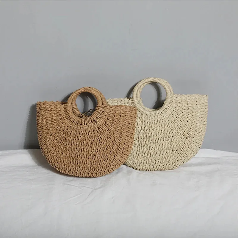 Ydlns Fashion MOON Straw Handbags Summer Beach Rattan Bag Handmade Vintage Woven Handbag For Women bolsa femme 240809_voghion.com