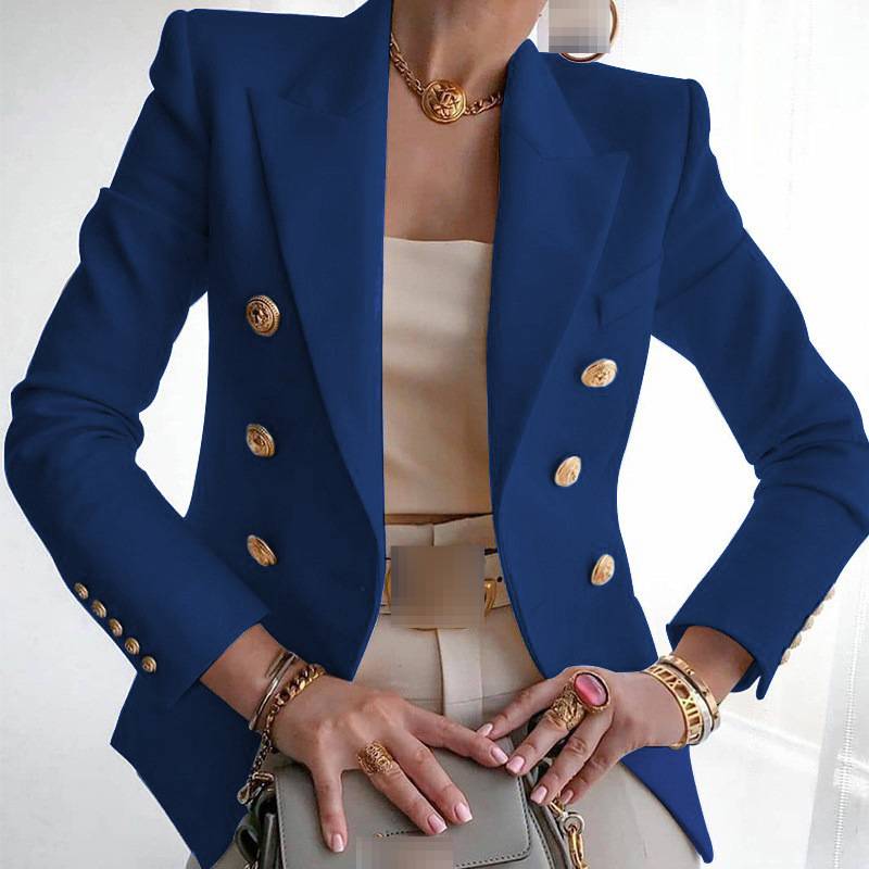 Elegant Women's Solid Color Blazer Jacket For Office & Casual Wear - Slim Fit Long Sleeve Formal Coat With Button Closure (Multiple Colors)_voghion.com