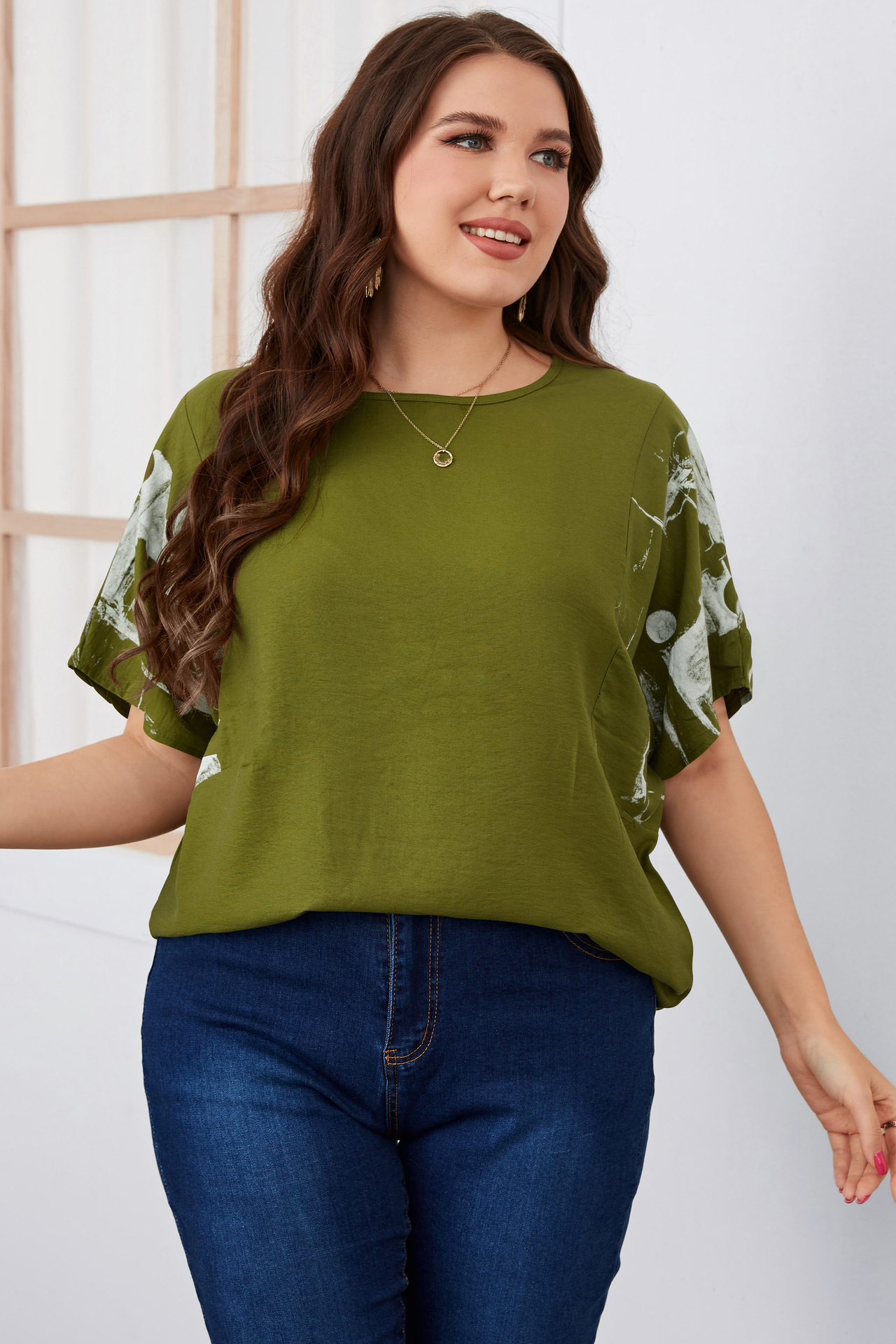 Camicia estiva da donna di grandi dimensioni a maniche corte ampia_voghion.com