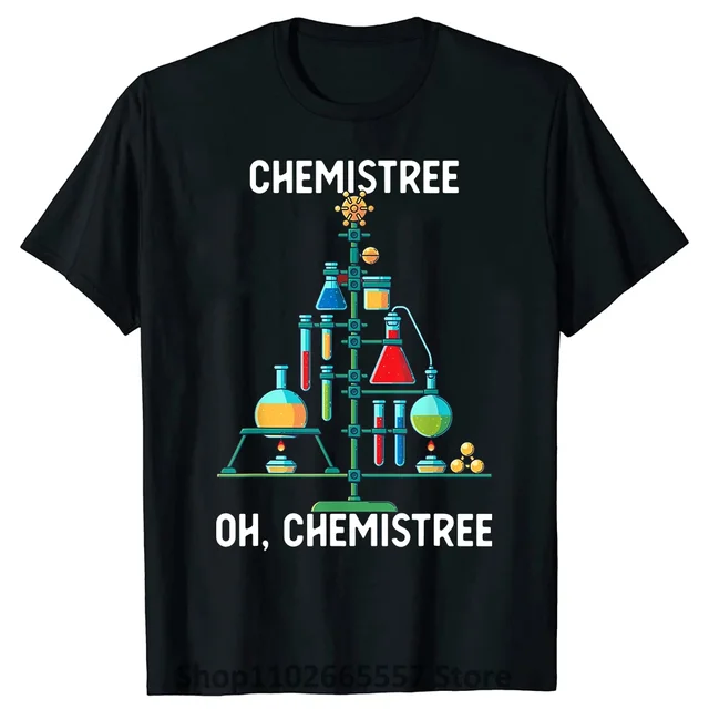Chemistree T Shirt Funny Chemistry Science Christmas Graphic Cool Vintage Streetwear Short Sleeve Xmas Gifts T-shirt Men_voghion.com
