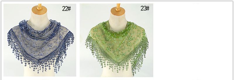 Spring And Autumn ral Lace Korean Edition Triangle Headcloth Classic Breathable Hollow Solid Color Scarf_voghion.com