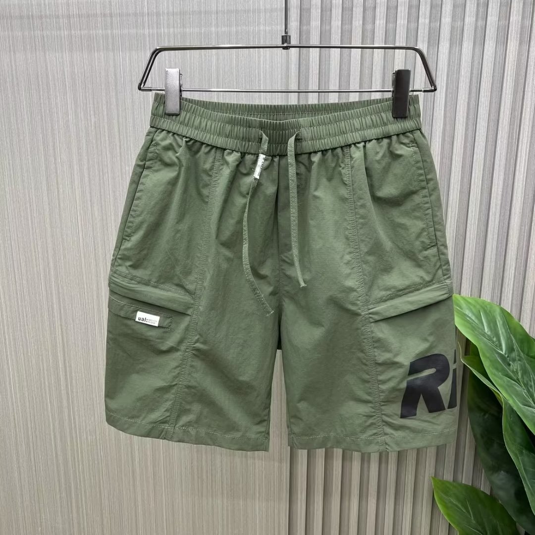 Erkek Giyim Yazlık İş Şortları Erkek Bol Orta Uzunlukta Pantolonlar Moda Mektup Baskı Büyük Cepli Günlük Şortlar_voghion.com