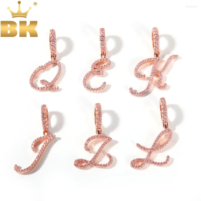 Chains TBTK Custom Cursive Writing Initial A-Z Letters Pendant Iced Out CZ Chain Necklace For Men Hiphop Charms Jewelry_voghion.com